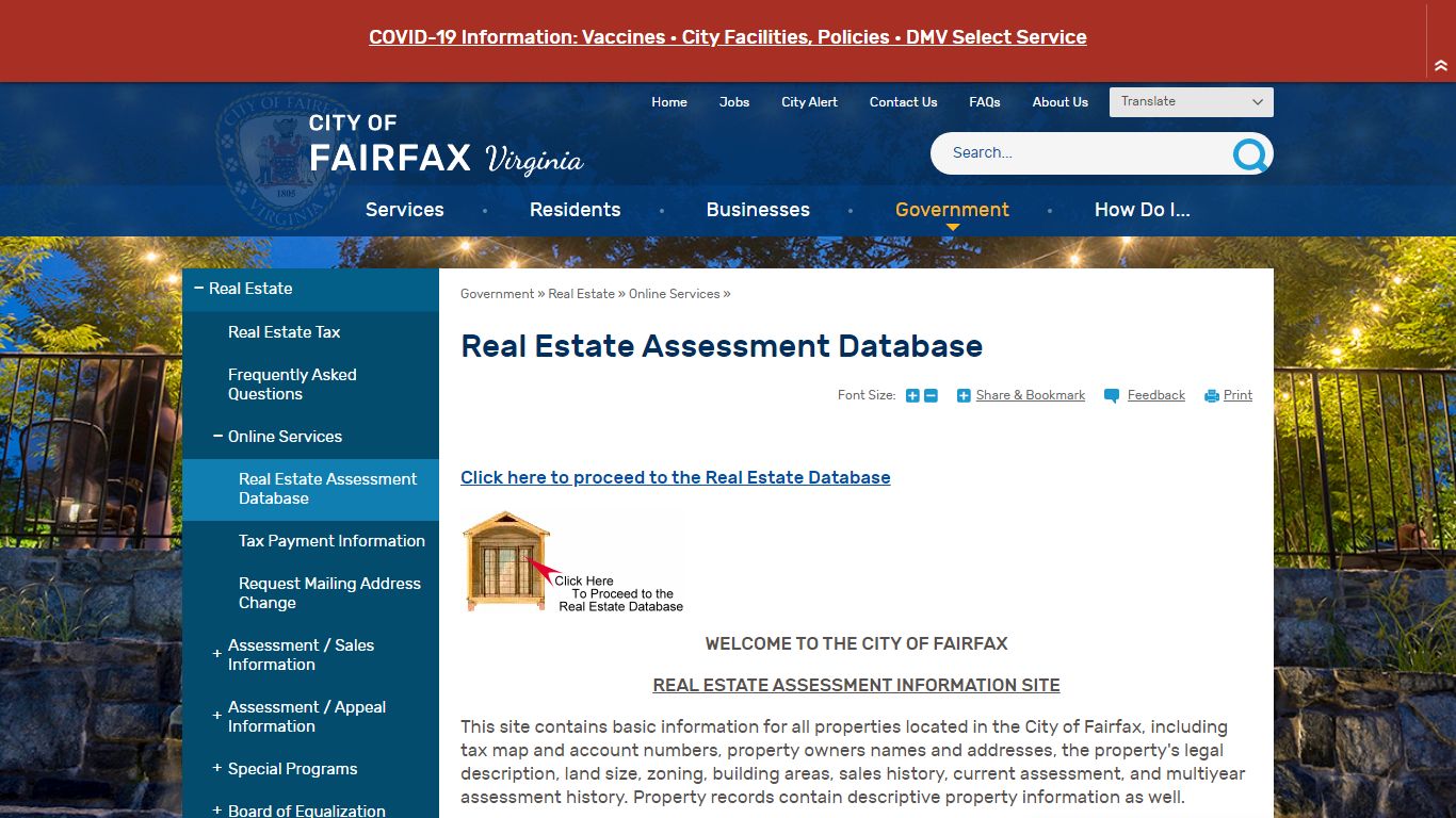 Real Estate Assessment Database | City of Fairfax, VA