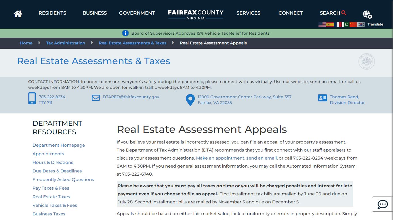 Real Estate Assessment Appeals | Tax Administration